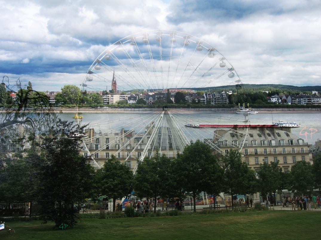 Gestalte Stadt Riesenrad Rheinufer Bonn Paris